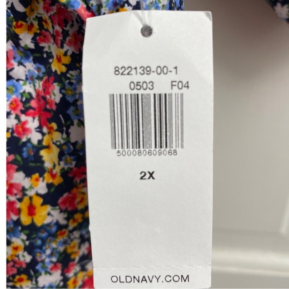 Old Navy Navy Floral Top Puff Sleeves Size 2X NWT - Picture 7 of 10